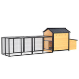 118" Large Wooden Chicken Coop Outdoor Hen House with Nesting Box, Leak-Proof Pull-Out Tray, Asphalt W773P314011