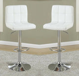 ZNTS White Faux Leather Bar Stool Counter Height Chairs Set of 2 Adjustable Height Kitchen Island Stools HS00F1566-ID-AHD