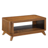 Rectangular Wood Coffee Table for Living Room, 41.5-Inch Coffee Table with Solid Wood Legs, Wood W1202P177315