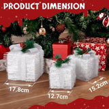 Lighted Gift Boxes Set of 3, Pre-lit Nestable Glitter Present Boxes Ornament with 48 LED Multi-color 91981668