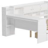 Wooden L-Shape Daybed with Seven Storage Cabinets and Two Storage Drawers, Multi-functional Bed with 74696314