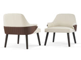Indoor Dining Chair Set of 2, Beige & Brown Two-Tone Fabric Armchair with Sturdy Frame, Modern N779P370716L