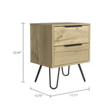 Augusta 2 Nightstand , End Table, Side Table Four Legs, Two Drawers -Light Oak B20091892
