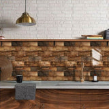 48 Pcs Wood Grain Wall Stickers Self Adhesive Stick On Backsplash PVC Peel And Stick Tiles For 54603393