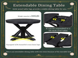 Retro Functional Extendable Dining Table with a 12" Leaf for Dining Room and Living Room 81642106