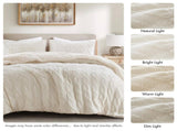 3 Pieces King/Cal King Cable Knit Chenille Comforter Set,Ivory B035P381301