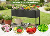 28" Elevated Raised Planter Box with Storage Shelf, Ergonomic Garden Bed for Patio Balcony Herb 14565197