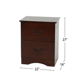 2 Drawers Pine Wood Nightstand, Cherry B016P257268