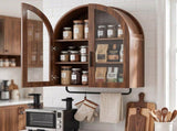 Arched Ceiling 2 Glass Doors 3 Shelves Bathroom Vanity MDF Melamine-Faced Bathroom Vanity with Towel 72083744