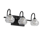 Retro 3-Light Bathroom Vanity Light Fixture - Black Finish with Crystal Glass Shades, Wall Mounted W1340P206720