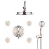 Single-Handle 4-Spray Patterns Bathroom Rain Shower Faucet with Body Jet Handshower in Brushed W1219133596