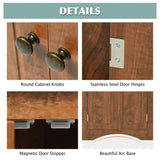 Brown Triangle Bathroom Storage Cabinet with Adjustable Shelves, Freestanding Floor Cabinet for Home WF291467AAD