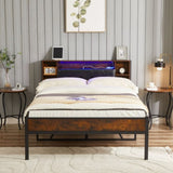 ZNTS Bed Frame with Storage Headboard/USB Charging Station,Metal Platform Bed Frame Full Size No Box W2151130480