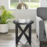 Modern simple coffee table, tempered coffee table solid wood base round transparent 09076037