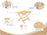 Portable Solid Wood Folding Side Table 2-Piece Set - Natural 04921291