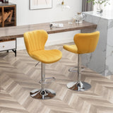 Ellston Upholstered Adjustable Swivel Barstools in Yellow, Set of 2 T2574P165087