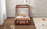 Fun Play Design Twin Size Car Bed, Kids Platform Bed in Car-Shaped for Kids Boys Girls Teens,White WF312561AAK