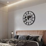 36 Inch Large Black Metal Wall Clock, Modern Silent World Map Wall Clock with Gold Pointers, W1445P249307