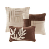 7 Piece Faux Suede Comforter Set Beige King B03596755