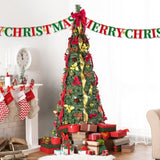 7.5FT Pop-Up Christmas Tree with 200 Warm White UL Lights Pre-Decorated with Red & Gold Ornaments, T3637P338574