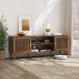 63 inch TV stand with 2 grille door cabinets and adjustable storage rack, suitable for medieval W1706P254658