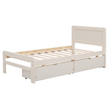 ZNTS Modern Design Twin Size Platform Bed Frame with 2 Drawers for White Washed Color 73043600