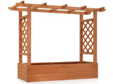 43.5*17.5*44.5 In Fir With Arched Lattice Raised Garden Bed Wooden Planting Frame Teak Color 39513939