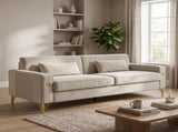FX-P18-BEModern Beige Sofa Couch for Living Room, 85.83" Upholstered 3-Seater Sofa with Metal W57649843