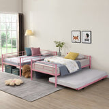 ZNTS METAL Bunk Bed with trundle Pink W311P256413