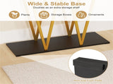 40 Inch Console Table with Faux Marble Top, W-Shaped Metal Frame Entryway Table for Hallway Living 68056638