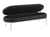 Contemporary Bench in Chrome Metal and Black Faux Leather B202P223833