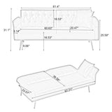 ZNTS 67.71 Inch Faux leather sofa bed with adjustment armres W2290P152928