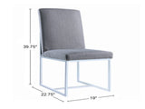Set of 2 Upholstered Dining Chairs with Chrome Metal Frame, Grey B016P223116
