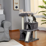 ZNTS Modern Small Cat Tree Cat Tower With Double Condos Spacious Perch Sisal Scratching Posts,Climbing 72633597