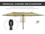 15ft Double-Sided Outdoor Umbrella Patio Market Extra Large Umbrella with Crank Handle for Deck 97689925