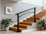 Handrails for Outdoor Steps, Fit 1 or 3 Steps Outdoor Stair Railing, Black Wrought Iron Handrail, W2286P386945