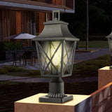 Outdoor Post Light, Black Pole Lantern Lighting Fixture with Pier Mount Base Hard Wired, Outdoor W2714P218535
