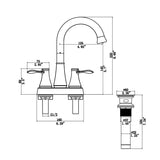 4 Inch 2 Handle Centerset Bathroom Faucet,with Pop up Drain and 2 Water Supply Lines,Brushed Nickel W124379894