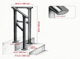1-2 Step Stair Handrail Kit for Outdoor Steps, Black Square Tube Design, Stair Rails for Seniors, 31557005
