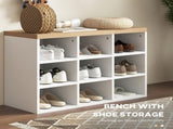 White 2-in-1 Hall Tree with Shoe Bench, 5-Hook Coat Rack & Storage for 9 Pairs of Shoes for Entryway 46321327