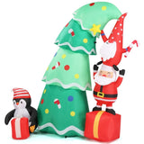 ZNTS 6 FT Lighted Christmas Inflatable Decoration, Inflatable Christmas Tree with Elf and Santa Claus, 17342073