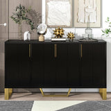 ZNTS Modern sideboard with Four Doors, Metal handles & Legs and Adjustable Shelves Kitchen Cabinet 51001314