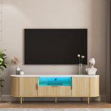 Lving Room Floor-standing TV Cabinet with 16 Color LEDs, Entertainment Center with Storage Doors, TV W1321P308258