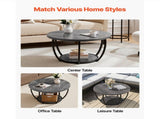 Round Coffee Table, Modern 2-Tier Wooden Center Table with Open Storage, Minimalist Design with 29342296