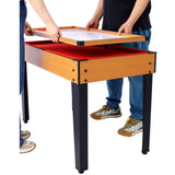 ZNTS 5-in-1 Multi-Game Table - Billiards, Push Hockey, Foosball, Ping Pong, and Basketball brown/red W465P164157