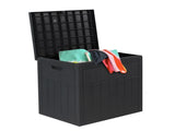 33gal Square Wood & Rattan Plastic Garden Storage Box Gray 76095805