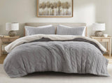 3 Pieces King/Cal King Cable Knit Chenille Comforter Set,Gray B035P381304