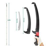 24ft Manual Pole Saw, Lightweight Tree Trimmers Long Handle Pruner Set, Sharp Steel Blade and 00574633