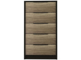 Kaia 5 Drawer Dresser, Vertical Dresser -Black / Pine B20092018