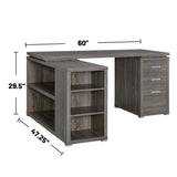 L-Shape Office Desk With Drawers and Shelves, Weathered Grey B016P163558